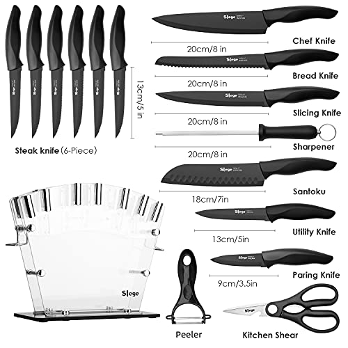 Knife Set, 16 Piece Kitchen Knives Set with Block, High Carbon