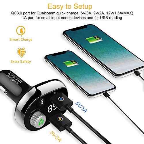 Bluetooth Car Audio Adapter FM Transmitter with Double Car Charger, Wireless Car Kit for Car Stereo System, Music Player Support Three Music Play Mode, Radio Work with Any Smart Mobile Phones - Thumbnail 4