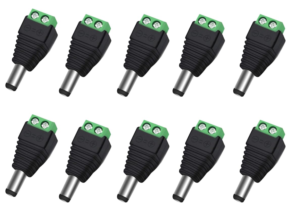Photo 1 of 10 Male 12V 2.1x5.5MM DC Power Jack Plug Adapter Barrel Connector for CCTV Security Camera LED Strip