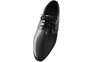 Boys Derby Leather Formal Dress Shoes Pointed Toe Oxford Lace Up Wedding Party Performance Prom Footwear for Kids