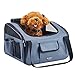 Pettom Pet Car Booster Seat Carrier Airline Approved for Dog Cat Puppy Small Animal Travel Cage (Gray, Large-Hold Pet up to 15lb)