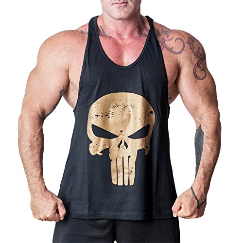 Buy Skull Mens Gym Workout tank top, Bodybuilding Stringer muscle shirt