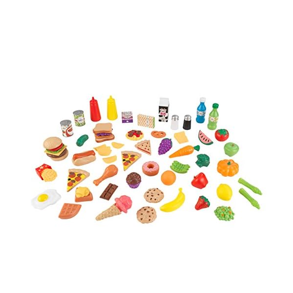 KidKraft 65-teiliges Spielzeug-Lebensmittel Spielset für Kinderküche, Spielküche Zubehör, Spielzeug für Kinder ab 3 Jahre, 63510