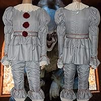 NUTY DESTY Difrases Halloween - Movie It: Chapter Two Pennywise Cosplay Costume Clown Halloween Costumes Adult Kids Light Grey