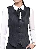Vocni Women's Fully Lined 4 Button V-Neck Economy Dressy Suit Vest Waistcoat