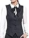 Vocni Women's Fully Lined 4 Button V-Neck Economy Dressy Suit Vest Waistcoat