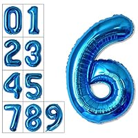 40 Inch Jumbo Blue Number 6 Balloon Giant Balloons Prom Balloons Helium Foil Mylar Huge Number Balloons for Birthday Party Decorations/Wedding/Anniversary