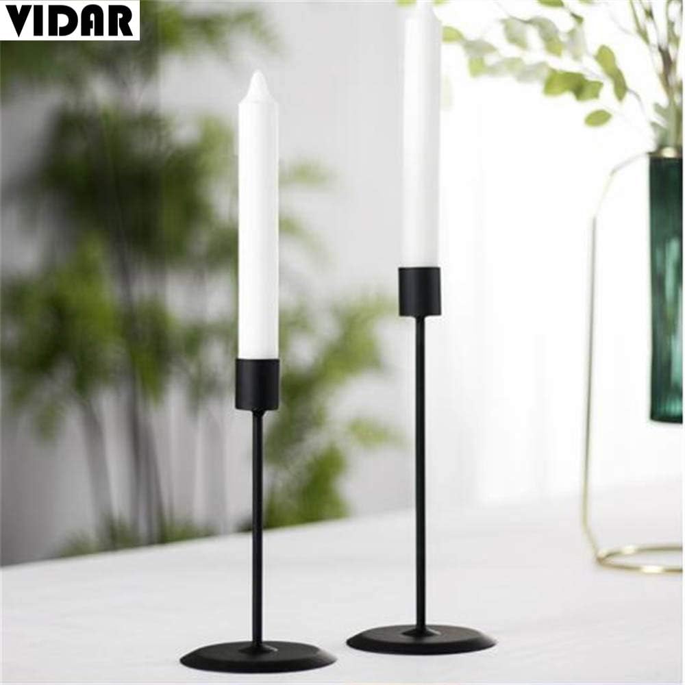 Black Candle Holders Set, Metal Taper Candlestick Holder Stand 3/4 Inch, Candlestick Holder for Taper Candles, Table Romantic for Wedding, Birthday, Dinner Home & Bar Decorative 2Pack (Black): Kitchen & Dining