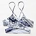 MOOSKINI Women Fashion Floral Printing Bikini Set Two Piece Cross Front Swimwear Swimsuit (L(US Size 6-8), Blue)