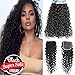 Brazilian Human Hair Virgin 4 Bundles with Closure Water Wave Hair 4 Bundles with Free Part Closure Unprocessed Virgin Human Hair(20 22 24 26+18, Natural Color)
