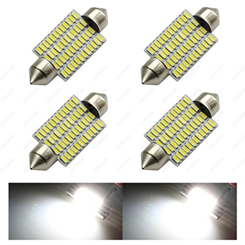 SAWE - Extremely Bright 42MM 1.72" 3014 48-SMD Festoon Dome Map Interior LED Light Bulbs Lamp For 211-2 212-2 569 578 (4 pieces) (White)