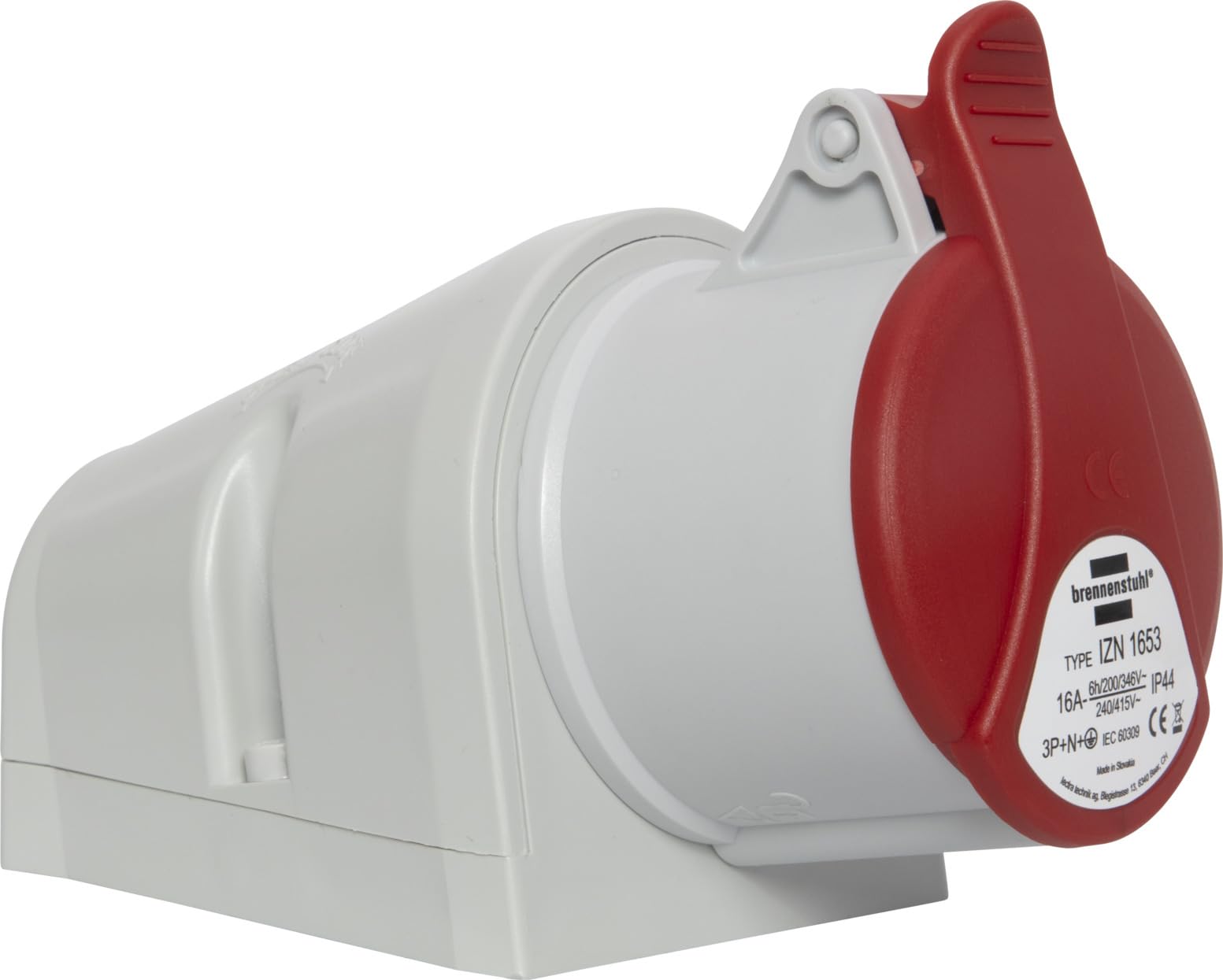 Brennenstuhl Industrial CEE Wall Socket 5 Pin 16A 400V IP44 Outdoor Grey Plastic Socket