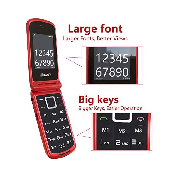 Uleway-Big-Button-Mobile-Phone-for-Elderly-Unlocked-Senior-Mobile-Phone-Easy-to-Use-Pay-as-You-Go-Flip-Phone-with-SOS-Emergency-Button-Loud-Speaker-24-177-Dual-Screen Uleway Unlocked Flip Phone Sim Free, Big Button Mobile Phone for Elderly Easy to Use Pay as You Go Basic Mobile Phone…