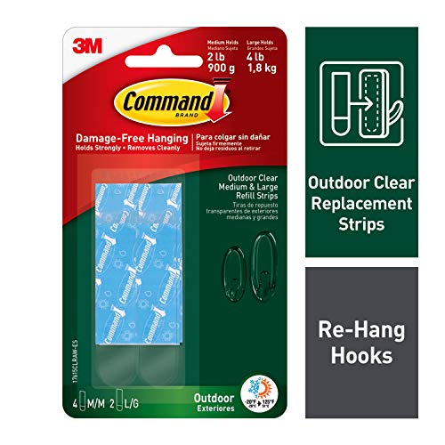 Command Outdoor Refill Mounting Strips 4 Medium, 2 Large Clear