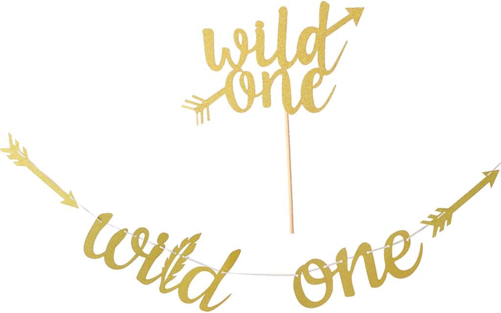 FLAMEER DIY Girlande Tortenaufsatz mit Wild One Design für Geburtstag