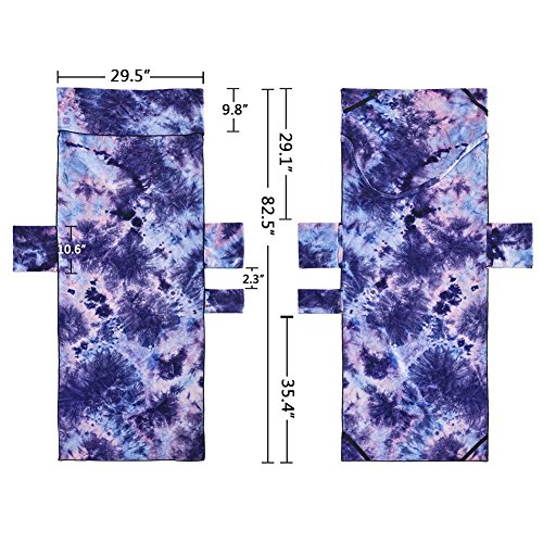Lmeison Beach Chair Cover, Chaise Lounge Towel Cover Beach Towel with Storage Pockets for Pool, Sun Lounger, Hotel, Vacation, Holidays Sunbathing, Purple Tie-Dye (82.5" x 29.5")
