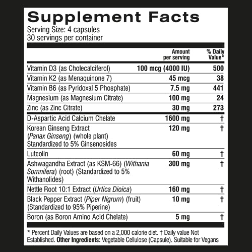 PRIME MALE Vitality – Natural Testosterone Booster for Men Over 30 – Energy, Strength, Libido & Muscle Support – 120 Capsules (30-Day Supply)