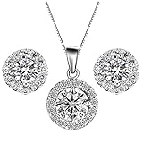 YiYi Operation Jewelry Sets Silver Necklace Earrings Chain Cubic Zirconia Women's Wedding
