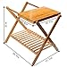 UNKU Folding Luggage Rack with Storage Shelf, Bamboo Suitcase Luggage Stand for Bathroom, Bedroom, Living Room, Guest Room, Natural Color