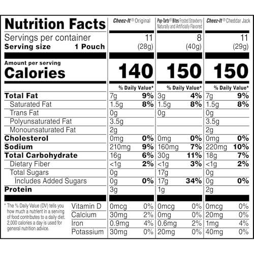 KELLOGG’S CHEEZ-IT & POP-TARTS SNACKS, GRAB ‘N GO, ANY TIME SNACKS VARIETY PACK, 33.42OZ BOX (30 COUNT)