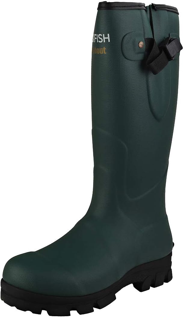 Rockfish Wellies - Mens Walkabout (4mm Neoprene Lined) Adjustable Calf Fit Green