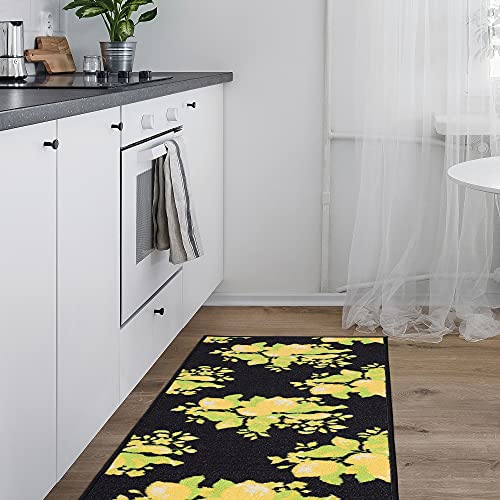 Ottomanson Lemon Collection Contemporary Black Lemons Design Runner Rug