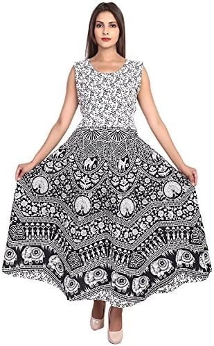 Women Boho Dress Casual Irregular Maxi Dresses Vintage Cotton Linen Dress Rajasthani Long assorted print