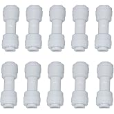 Malida 1/4" OD to 1/4" OD push fit straight union quick connector for RO water system push to connect tube (10pack)