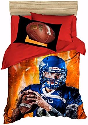 3D COMFORTER SET 5 Pcs "American Football Themed" 3D Kid's Single / Twin Size Comforter Cover Set+++White Microfiber Comforter(Look 2.Image)Kids Bedding 4 Pcs