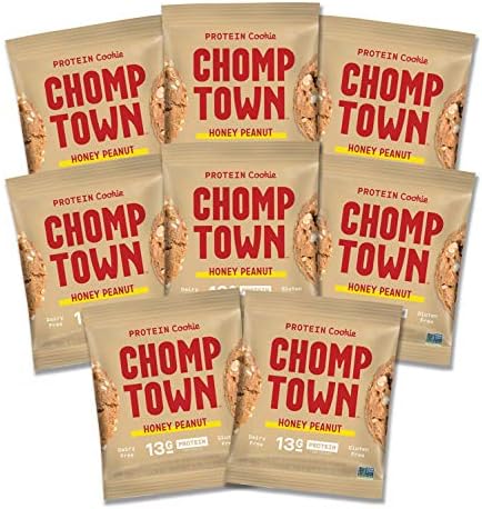 Chomptown | Honey Peanut | High-Protein Cookie | 13g Protein | Gluten-Free | Dairy-Free | Non-GMO | 2.75 oz (Pack of 8)