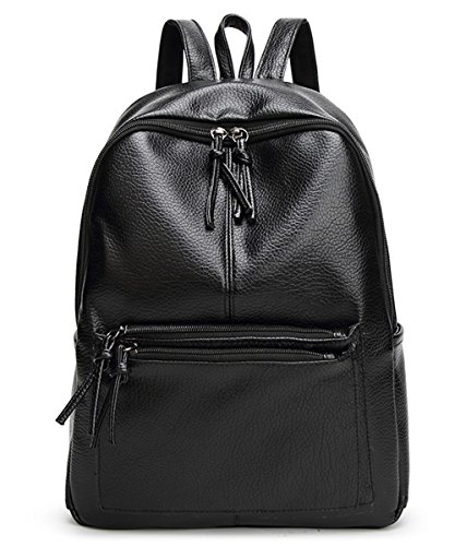Tibes fashion waterproof pu leather backpack for women black