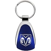 Dodge Au- TOMOTIVE GOLD Logo Metal Tear Drop Key Chain Ram (Blue) | Shiny Chrome