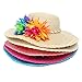 Tomily Kids Multi-Colors Large Brim Flower Link Chain Beach Straw Sun Hats for Girls