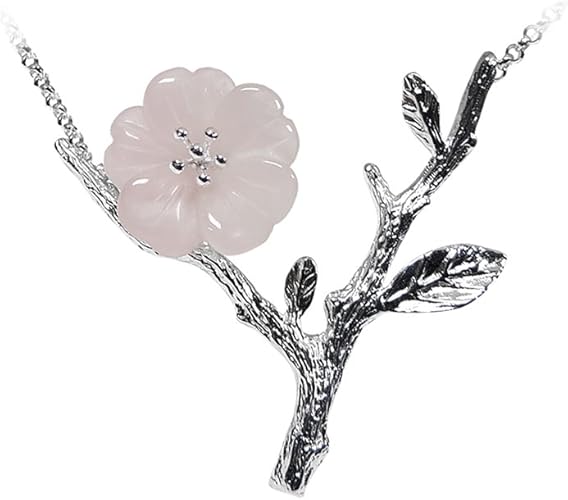 Amazon イウハ Iuha 雨の花 ネックレス お花モチーフ ペンダント 天然水晶 手彫り きれい 金属アレルギーと変色防止 ネックレス 通販