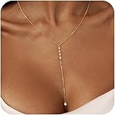 LULII Lariat Gold Necklace for Women Trendy Dainty 14k Gold Plated/Silver Layered Chain Drop Necklaces Y-Shaped Necklace Jewelry for Women Gifts