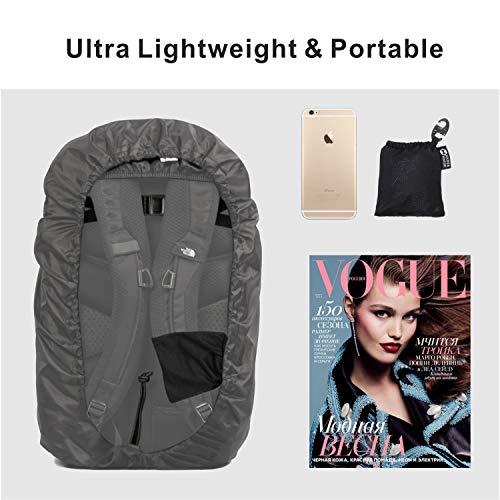 HYPER VENTURE Waterproof Backpack Rain Cover with Upgraded Extra Protection Anti Slip Buckle Strap - Ultralight Protector for Hiking, Camping, Hunting, Cycling and Traveling (Gray S 26L-35L)