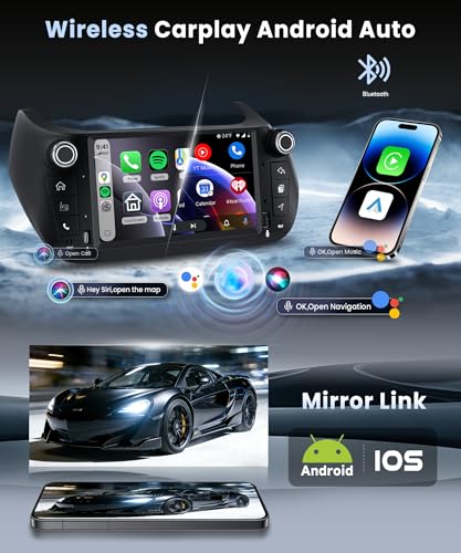 VECHTEL 4G+128G Android 15 Car Radio for Fiat Fiorino/Qubo/Peugeot Bipper/Citroen Nemo, 7 Inch IPS Screen Tactile co Carplay Android Car Wireless GPS Wi-Fi USB/Type-C Bluetooth FM RDS Rearview Camera