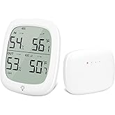 RUIKORING Indoor Outdoor Thermometer Wireless, Outside Digital Thermometer Humidity with IP66 Waterproof Sensor, LCD Backlight, Max/Min Trend, Wireless Humidity Gauge for Home Room Greenhouse,Patio