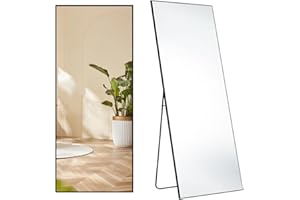 15.7"x59" Rectangle Floor Body Mirror Full Length Mirror with Stand Metal Thin Frame, Standing Hanging or Leaning Rectangle F