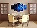 PulsatingFingertip-5 Panel Beautiful Starry Sky Modern Giclee Canvas Prints Blue Stars Canvas Oil Painting Wall Art for Home and Office Decorations No Frame