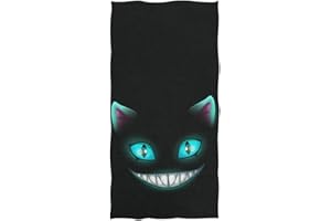 Naanle Cute Cheshire Cat Print Funny Soft Bath Towel Large Hand Towels Multipurpose for Bathroom, Hotel, Gym and Spa (16" x 30",Blue Black)