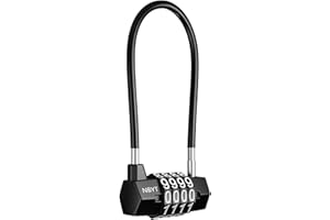 LOFICOPER Combination Padlock with Long Shackle, Cable Locks with Combination, 4 Digit Combination Long Padlock, Gym Locker Lock for Cabinet, School, Fence, Toolbox, Case