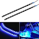 Partsam 2PCS Blue LED Strip Lights Interior Under Dash Floor Light for Cars Trucks Pickup 12