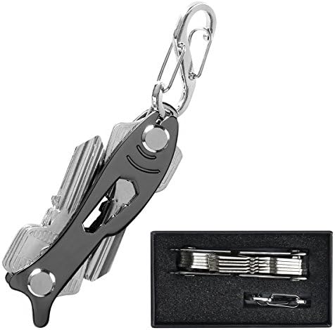 COMEBO Compact Smart Key Organizer Key Holder Pocket Keychain for 10 Keys Multi-Function Tool with SlideLock Carabiner (Black)