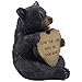 Decorative Sitting Black Bear Holding Faux Wood Heart Sign Statue for Rustic Spiritual Décor or Christian & Religious Decorations As Teddy Bear Valentine's Day Gifts for Women