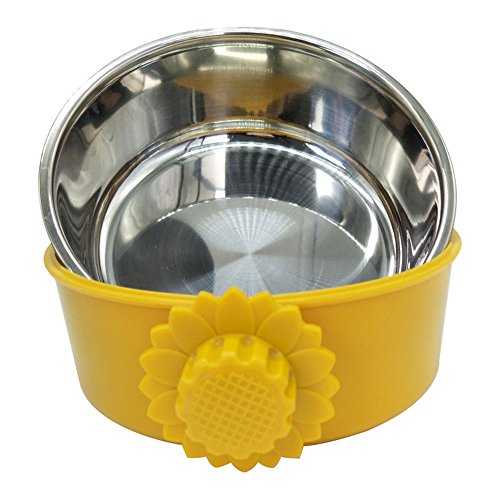 DEVILMAYCARE Pet Feeder Dog Bowl Stainless Steel Food Hanging Bowl Crates Cages Dog Parrot Bird Pet Drink Water Bowl Dish Accessory (S: 4.5''x2'', Pink)