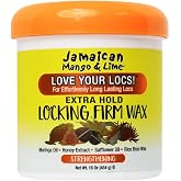 Jamaican Mango &amp; Lime Love Your Locs Locking Firm Wax &ndash; Strong Hold Styling Wax for Locs, Twists &amp; Braids &ndash; Strengthens, Conditions &amp; Hydrates