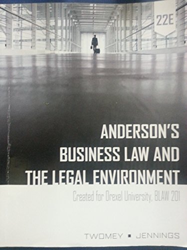 Anderson's Business Law and the Legal Environme... 1305033175 Book Cover