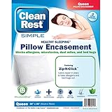 Clean Rest SimpleWater-Resistant, Allergy and Bed Bug Blocking Pillow Encasement, Queen
