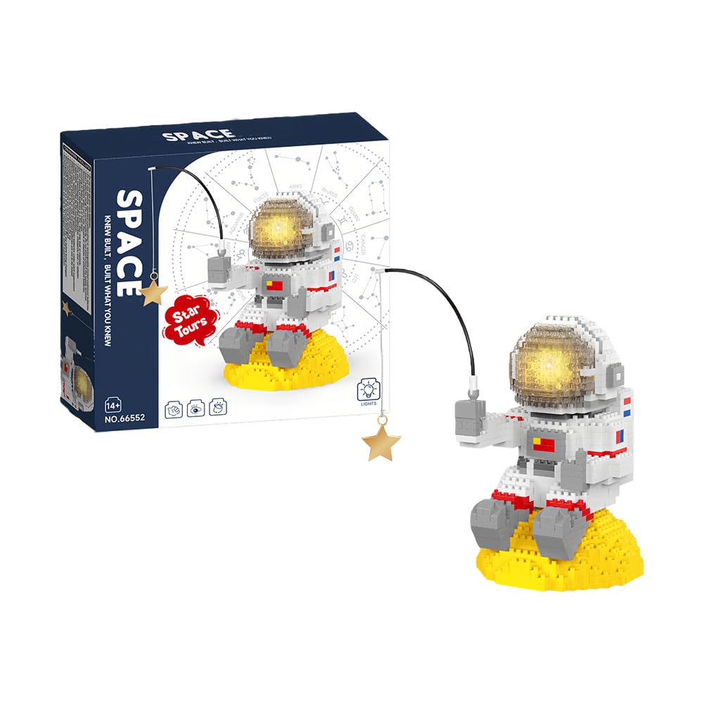 MGKEOUF Astronaut Building Blocks,Astronaut Blocks Set, Desk Decor For Teens & Adults,Diy Spaceman Construction Toy Building Set, Desktop Decoration,14+ (white)